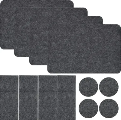Obrázek produktu pro Stolová souprava plstěná šedá sada 12 stolů pro 4 osoby 43x30cm