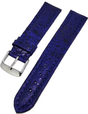 Produktbild von Uhrenarmband Lederband Dunkelblau Kroko 18mm Dornschließe Silber NEU