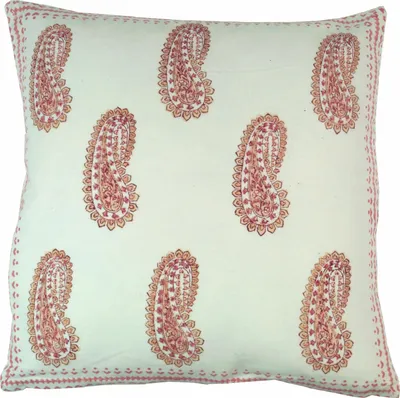 Produktbild von Kissenbezug Blockdruck, Kissenhülle Ethno, Dekokissen Bezug mit Traditionellem Design - Muster 17, Rot, Baumwolle, 40*40*0,5 cm, Zierkissen, Dekokissen, Sofakissen