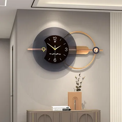 Obrázek produktu pro Velké nástěnné hodiny stylové černé a zlaté 80 cm