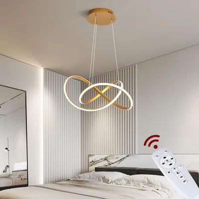 Obrázok produktu pre LED závesné svietidlo 9642 zlaté závesné svietidlo 50cm 96W s diaľkovým ovládaním farba svetla/jas nastaviteľný stmievateľný stropné svietidlo