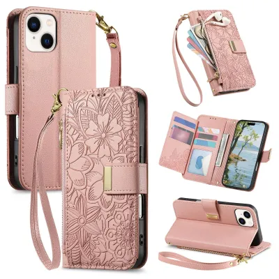 Productafbeelding van Smartphone Hoesje voor Apple iPhone 15 - Roze met Bloemendessin