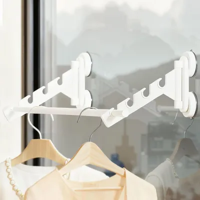 Productafbeelding van Kleding ventilator - Wandhaken - Kleding drogen - Inklapbaar - 2 stuks - Wit