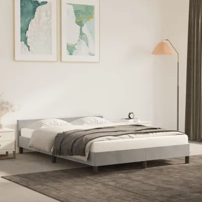 Produktbild von The Living Store Bettgestell mit Kopfteil Hellgrau 140x200 cm Samt