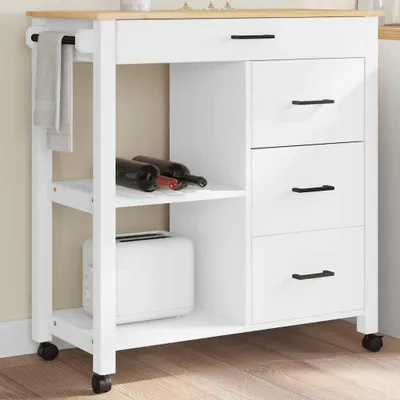 Obrázek produktu pro Kuchyňský vozík monza 84 x 40 x 90 cm masivní borové dřevo Bílá