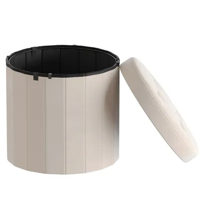 Produktbild von Fußhocker mit Stauraum, faltbarer Hocker mit abnehmbarem Deckel, Fleece, Wohnzimmer