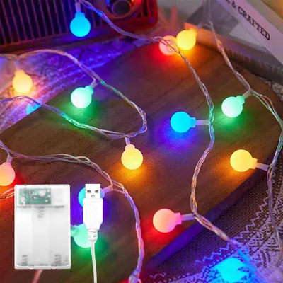 LED-Lichterkette mit 20 mehrfarbigen Kugeln, 3 m, batterie- und USB-betrieben
