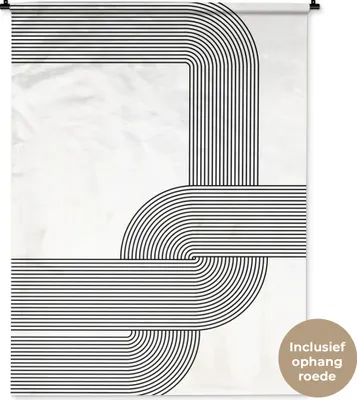 Produktbild von MuchoWow® Wandteppich Wandbehang Abstrakt - Schwarz - Weiß 120x160 cm Tapisserie Dekoration Wandtuch - Wohnzimmer - Moderne