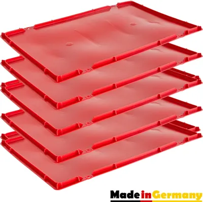 Produktbild von Eurobox 1-30 x Deckel Fleischerkiste 40 x 60 cm Fleischkiste Metzgerkiste Stapelkiste Eurokasten 40 x 60 cm Rot Auswahl Kingpower, Anzahl:5
