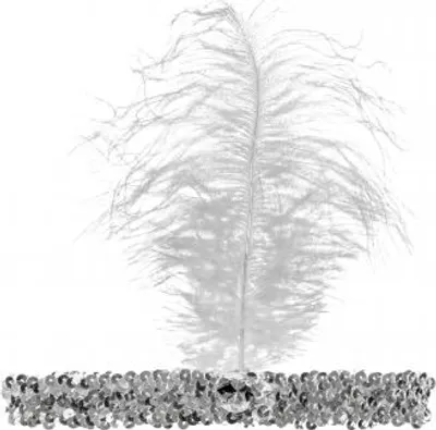 Immagine prodotto di Fascia con piuma anni '20 Argento 1 pz.