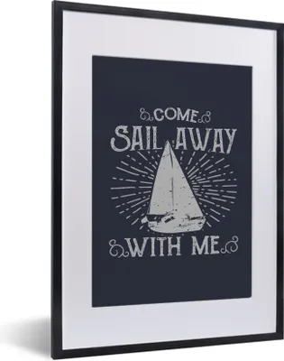 Produktbild von MuchoWow® MuchoWow® Gerahmtes Poster Jahrgang - Segeln - Boot 30x40 cm - Poster mit zchwarzem Bilderrahmen - Wandposter Schlafzimmer