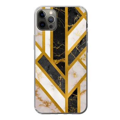Produktbild von MuchoWow® Handyhülle Schutzhülle Hülle für iPhone 12 Pro Max Marmor - Gold - Glitzer - Luxus Silikon Softcase Handy Hülle - Hartschale