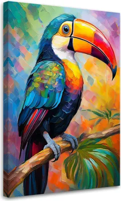 Produktbild von Leinwandbild Tropischer Papagei Bunter 40x60 Feeby Bunt bild für die wand bereit zum aufhängen
