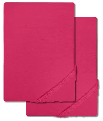 Zdjęcie produktu dla Zestaw dwóch prześcieradeł z gumką Setex Feinbiber, kolor różowy, 90 x 200 cm