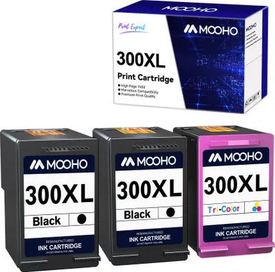 A box of printer cartridges and three individual cartridges.