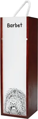 Image de Barbet, chien d'eau français - Coffret à vin avec chien, coffret à alcool avec illustration, coffret cadeau personnalisé de la marque Art-Dog