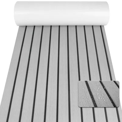 Zdjęcie produktu dla Podłoga do łodzi EVA - 240 x 60 cm - Samoprzylepna - Wygląd drewna tekowego - Antypoślizgowa - Wodoodporna - Szara