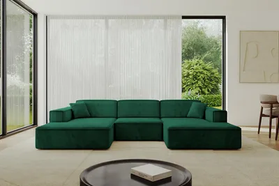 Produktbild von ALTDECOR Ecksofa in U-Form IREA-U1-v4 301x165x77 cm Dunkelgrün Corner Sofa Bett Eckcouch Couch L-Form Wohnlandschaft Cauchsofa