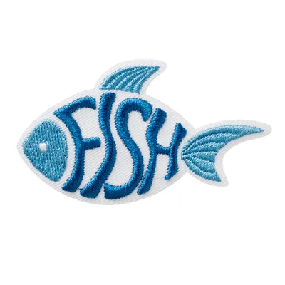 Produktbild von Mono Quick 08223 Fisch mit Schrift Bügelbild, Patch, ca. 3,8 x 6,5 cm Meer Fish Blau