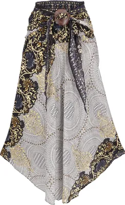 Produktbild von Boho Sommerrock, Maxirock Hippie Chic - Weiß/schwarz, Damen, Viskose, Röcke