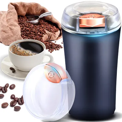 Produktbild von Elektrische Kaffeemühle, Kaffeemühle mit Edelstahl Schlagmesser, Keramikmahlwerk Unterwegs Einstellbarer Grobheit, Edelstahlschlagmesser Retoo