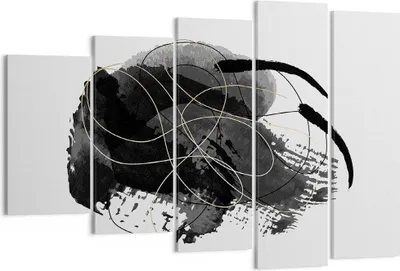 Produktbild von Bild auf Leinwand - Leinwandbild - 5 Teile - Abstraktion Schwarz Flecken - 150x100cm - Wand Bild - Wanddeko - Wandbilder - Leinwanddruck - Bilder - Wanddekoration - Leinwand bilder - EG150x100-4368