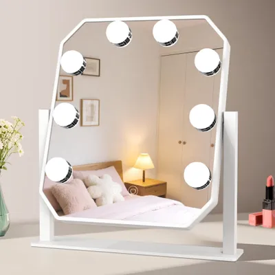 Schminkspiegel mit LED-Beleuchtung, dimmbar, 30x25 cm, weiß, 3000/6000 K