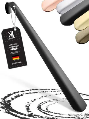Produktbild von Famanu Schuhanzieher 42 cm Edelstahl - stabil und elegant - für einfaches Anziehen - mit Aufhängung