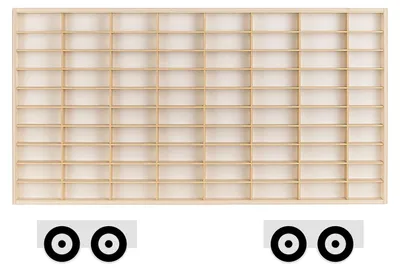 Obrázok produktu pre ArtTwist Trailer pre vitrínu na modely áut | Hot Wheels úložný priestor s 80 priehradkami | Zberateľská vitrína na zavesenie 78,5 cm x 40 cm x 4 cm | Drevená vitrína na stenu na dekoráciu a organizáciu (003B)