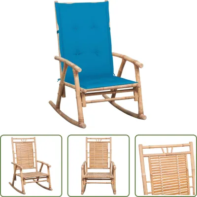 Produktbild von The Living Store Schaukelstuhl mit Kissen Bambus