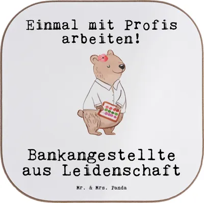 Produktbild von Mr. & Mrs. Panda Getränkeuntersetzer Bankangestellte Leidenschaft - Weiß - Geschenk, Witzig, Lustig, gläseruntersetzer, Untersetzer für Gläser, Glas, Spruch, Tassen