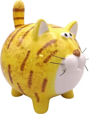Produktbild von Spardose Katze Keramik gelb 17 cm – lustige Sparbüchse in Tierform für Kinder – Geldgeschenk und Kinderzimmer-Deko – Logbuch-Verlag