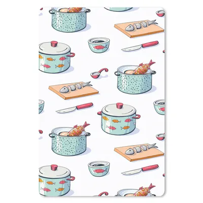Produktbild von MuchoWow® Mauspad Mousepad Muster - Kochen - Fisch - Pfanne 18x27 cm - Mousepads - Maus Mat - Pad - Mausunterlage