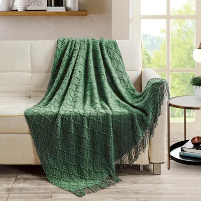 Immagine prodotto di Elzusha - Coperta tessuta per divano o letto, colore verde