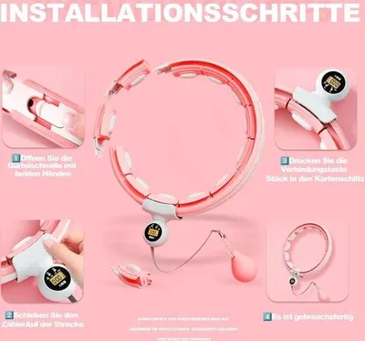 Produktbild von Famanu Hula-Hoop mit Smart Teller - Magnetische Scheibe - 16 Abnehmbare, Verstellbare Bänder - Rosa