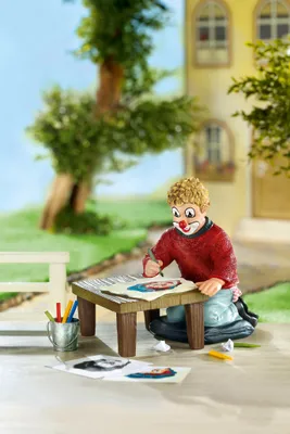 Zdjęcie produktu dla Gilde Clown, "Der Zeichenkünstler 2tlg", Kunstharz, rot, VE 1, L. 10 cm, B. 8 cm, H. 10 cm 10214 4009079102147