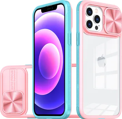 Produktbild von Hülle für iPhone 12 / iPhone 12 Pro Transparent TPU Bumper Schutzhülle mit Schiebe Kamera Schutz Pink