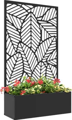 Image de Outsunny Jardinière avec brise-vue paravent treillis pour Plante Grimpante, bac à Fleurs en métal - jardinière sur Pied - dim. 61L x 23l x 113H cm