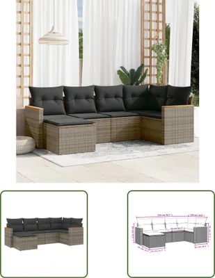 Produktbild von The Living Store 6-tlg. Garten-Sofagarnitur mit Kissen Grau Poly Rattan