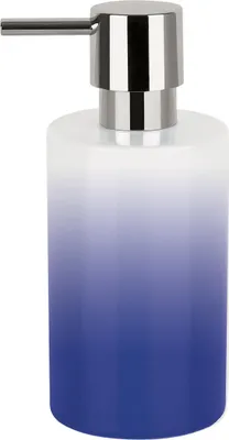 Zdjęcie produktu dla Dozownik mydła w płynie Spirella "Tube" | z pompką | dozownik mydła w płynie | porcelana | 300ml | trwały i wytrzymały | niebieski / biały