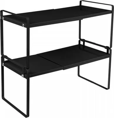 Obrázek produktu pro Dvojitá kuchyňská police, výsuvná police do skříně, šetří místo, 36-60 x 21 x 36,5 cm, černá