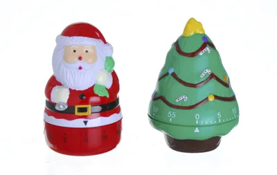 Analoge Weihnachts-Schaltuhr, Kunststoff, grün/rot, 7x7x10 cm