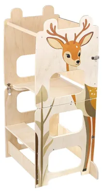 Produktbild von Lernturm für Kinder - Montessori 3-in-1 - Faltbar - Ab 18 Monaten - Holz - Ohne Polsterung - Sikahirsch