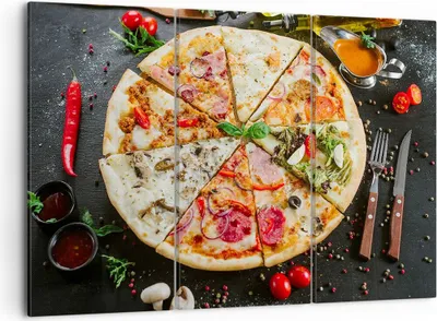 Produktbild von Bild auf Leinwand - Leinwandbild - Pizza Käse Tomaten - 105x70cm - Wand Bild - Wanddeko - Leinwanddruck - Bilder - Kunstdruck - Wanddekoration - Leinwand bilder - Wandkunst - CE105x70-4118