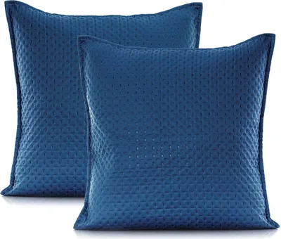 Produktbild von 2 Stück Kissenhüllen zweiseitig Ultrasonic Prägung Dekokissen  Dunkelblau - 45 x 45 cm