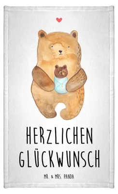 Produktbild von Mr. & Mrs. Panda Handtuch Bär Baby - Weiß - Geschenk, Geburtstag, Klein, badezimmer, Mutter, Gäste-WC, Glückwunsch, gäste wc, Teddy, Gästehandtuch 30x50, Geburt
