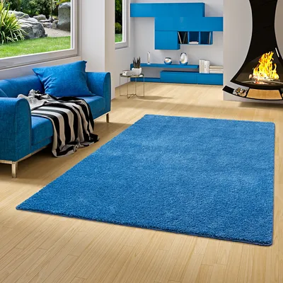 Produktbild von Hochflor Shaggy Teppich Palace Blau, Größe:400x500 cm