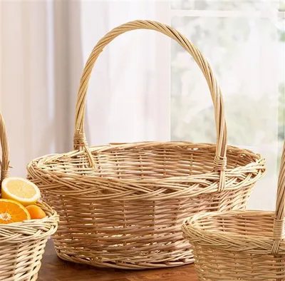 Produktbild von Bügelkorb "Naturweiß" aus Weide, groß, Geschenkkorb, Pilzkorb, Präsentkorb leer