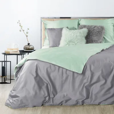 Produktbild von Eurofirany Bettwäschegarnitur Bettwäsche NOVA3  silber minze 160x200 cm 3 TLG SET: mit 2 Kissenbezüge 70x80 cm