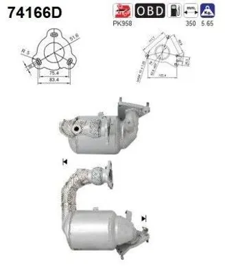 Produktbild von AS Katalysator Kat für RENAULT KOLEOS (HY) Euro 5 74166D